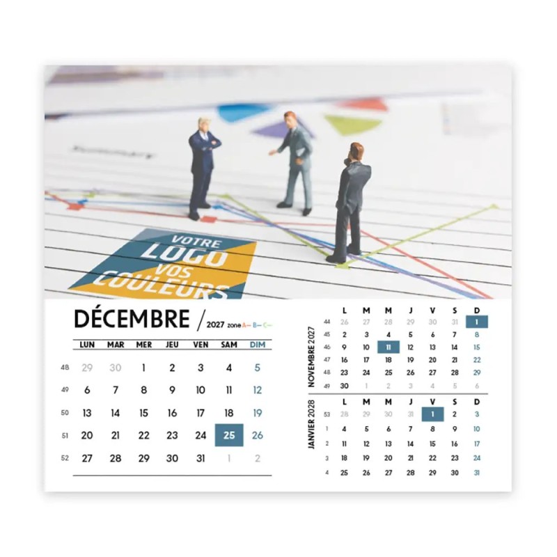 Calendrier chevalet intégral (15x18 cm) personnalisé - Logo intégré Miniature