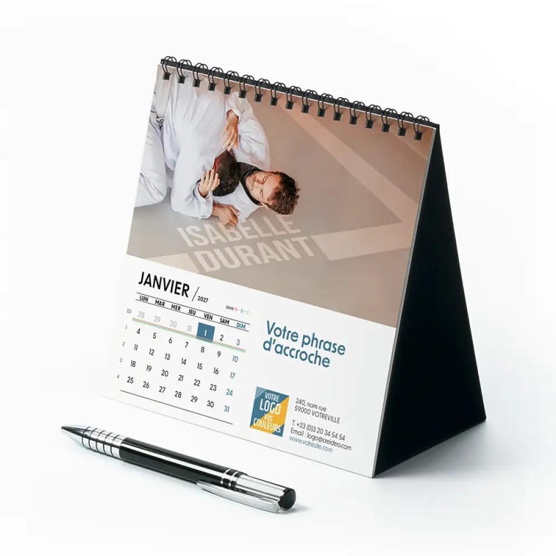 Calendrier chevalet carré (15x15 cm) personnalisé - nominatif Au nom du sport