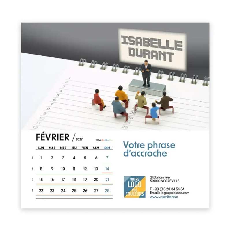 Calendrier chevalet carré (15x15 cm) personnalisé - nominatif Figurine