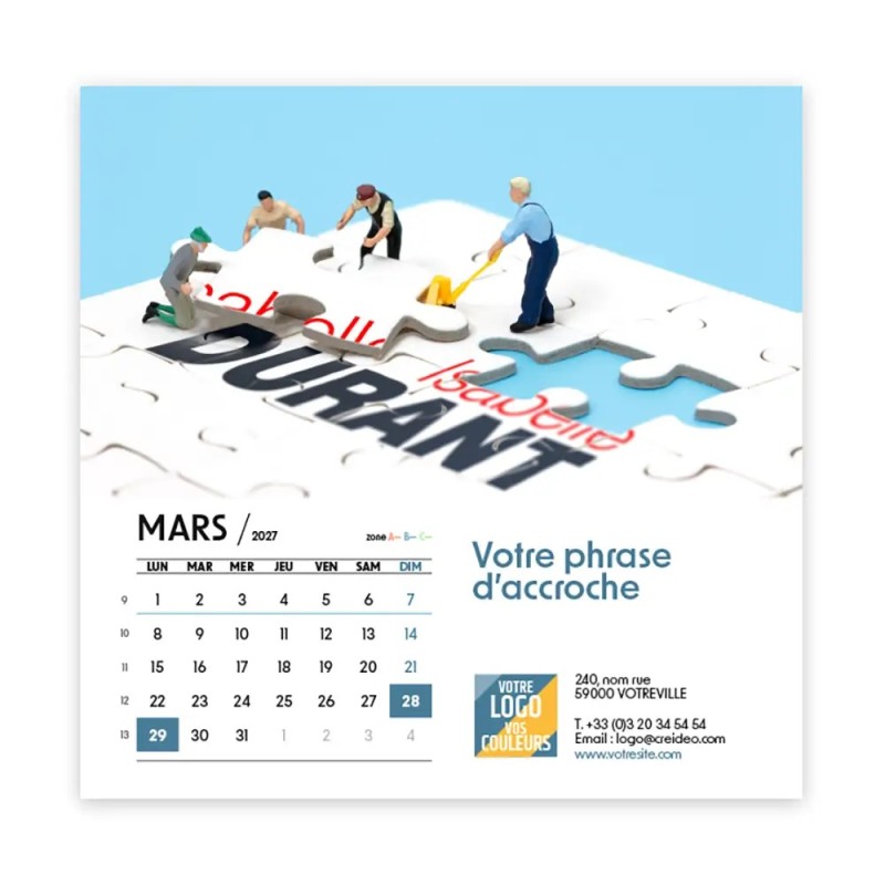 Calendrier chevalet carré (15x15 cm) personnalisé - nominatif Figurine