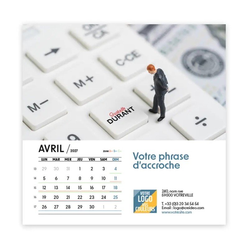 Calendrier chevalet carré (15x15 cm) personnalisé - nominatif Figurine
