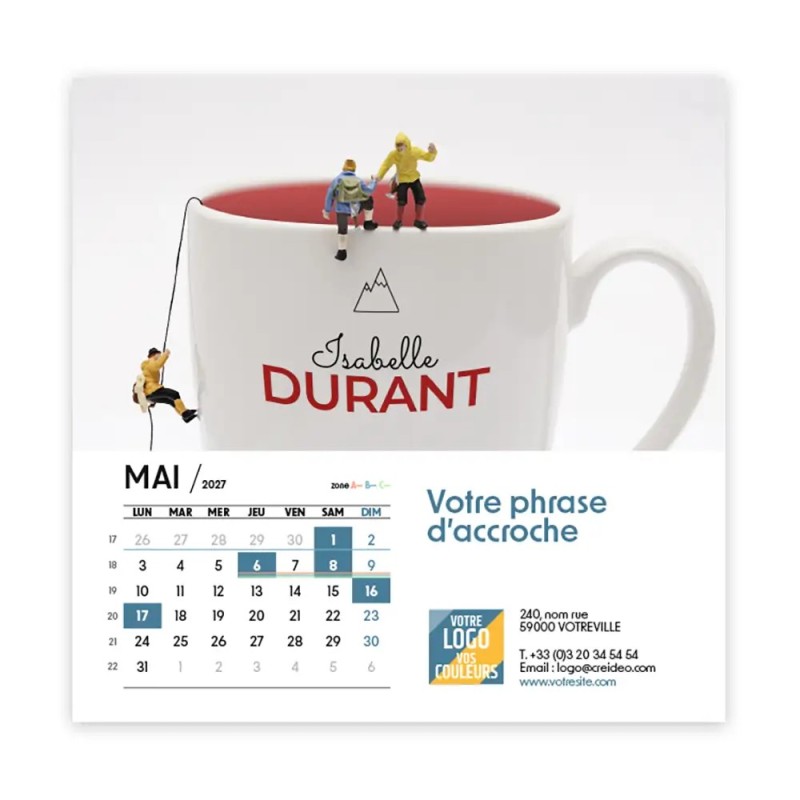Calendrier chevalet carré (15x15 cm) personnalisé - nominatif Figurine