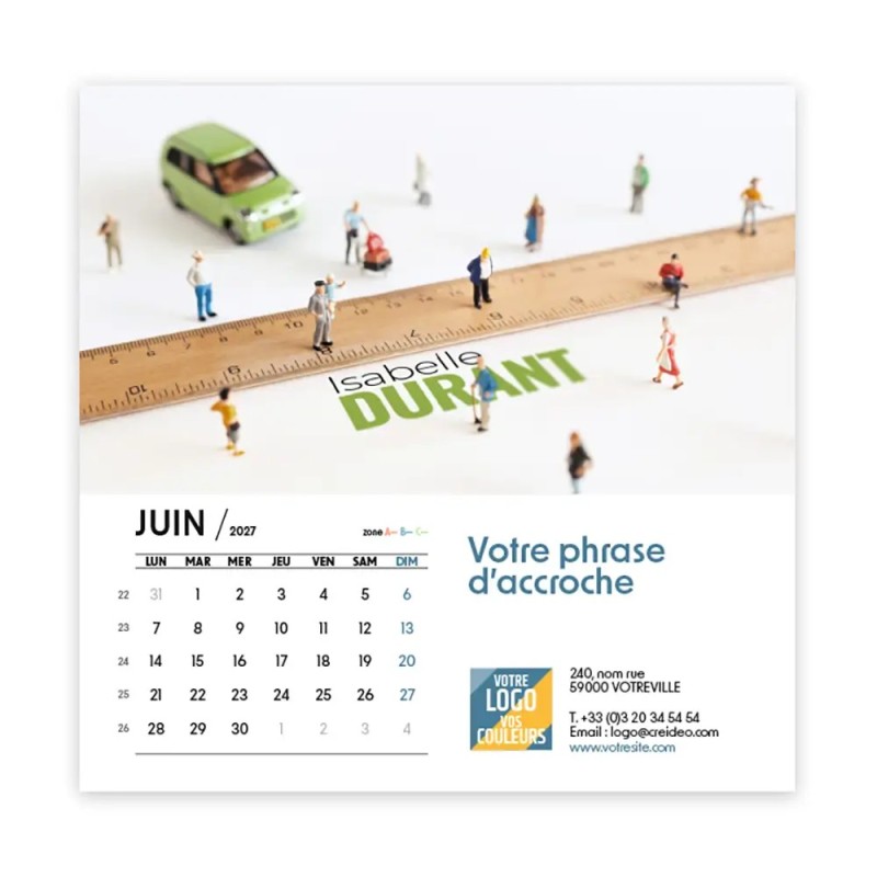 Calendrier chevalet carré (15x15 cm) personnalisé - nominatif Figurine