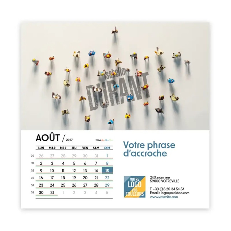 Calendrier chevalet carré (15x15 cm) personnalisé - nominatif Figurine
