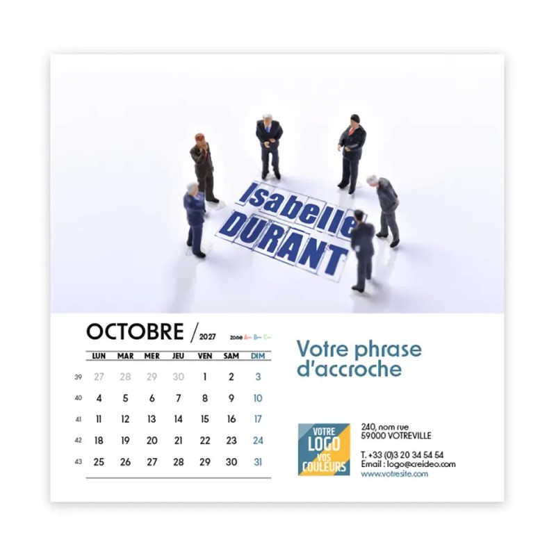 Calendrier chevalet carré (15x15 cm) personnalisé - nominatif Figurine