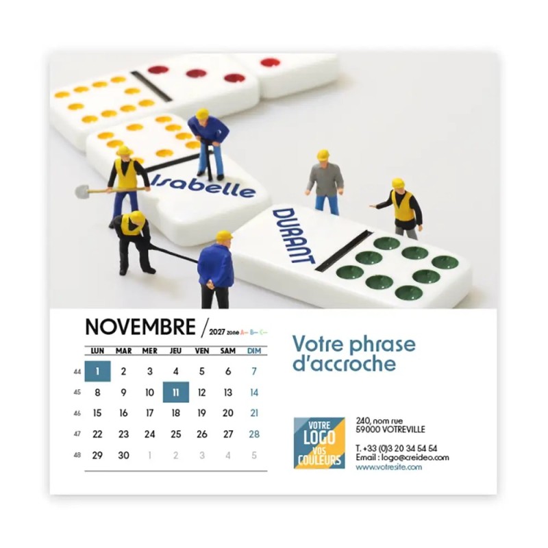 Calendrier chevalet carré (15x15 cm) personnalisé - nominatif Figurine