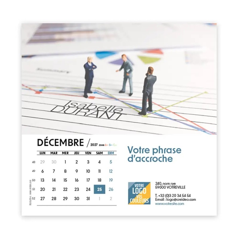 Calendrier chevalet carré (15x15 cm) personnalisé - nominatif Figurine