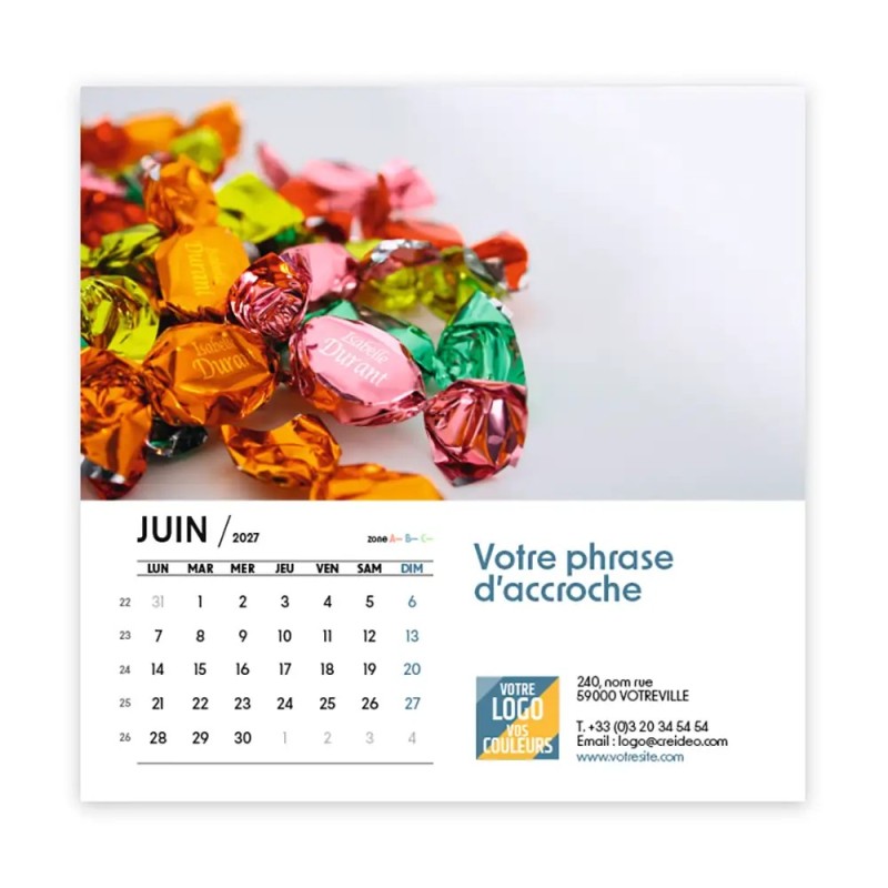 Calendrier chevalet carré (15x15 cm) personnalisé - nominatif Matière