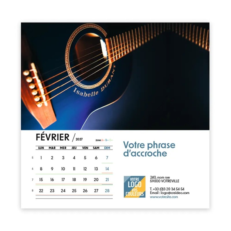 Calendrier chevalet carré (15x15 cm) personnalisé - nominatif Objets