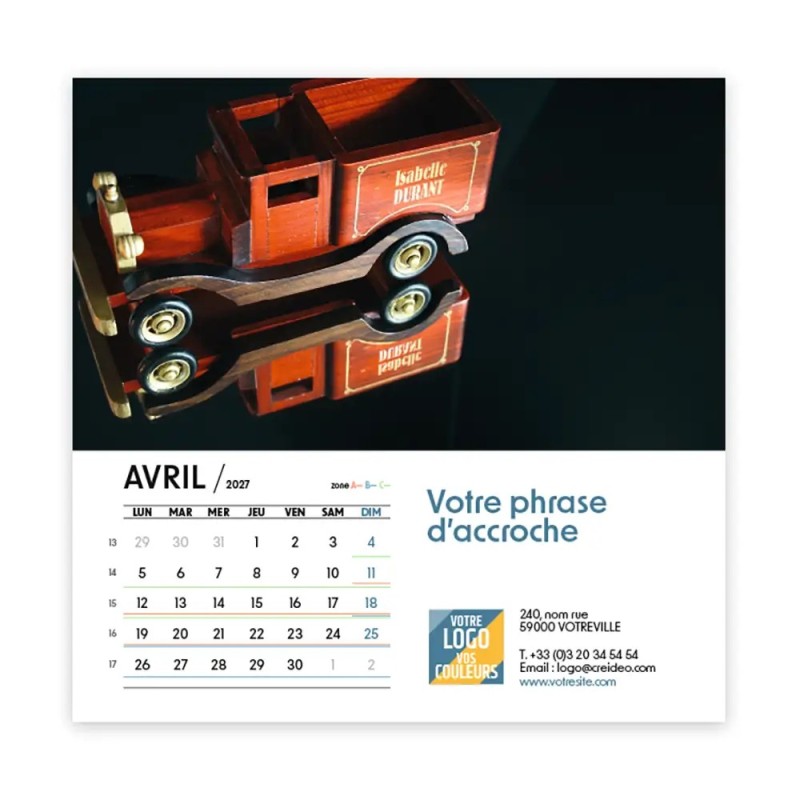 Calendrier chevalet carré (15x15 cm) personnalisé - nominatif Objets