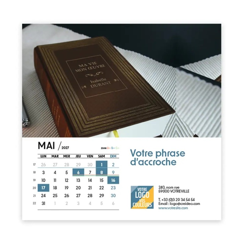 Calendrier chevalet carré (15x15 cm) personnalisé - nominatif Objets