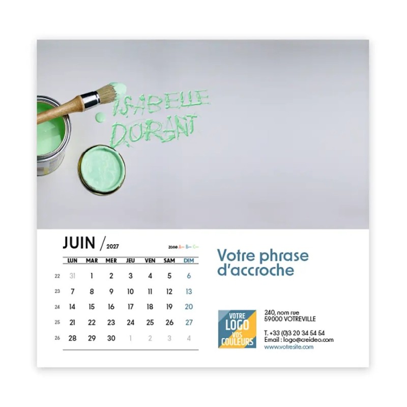 Calendrier chevalet carré (15x15 cm) personnalisé - nominatif Objets
