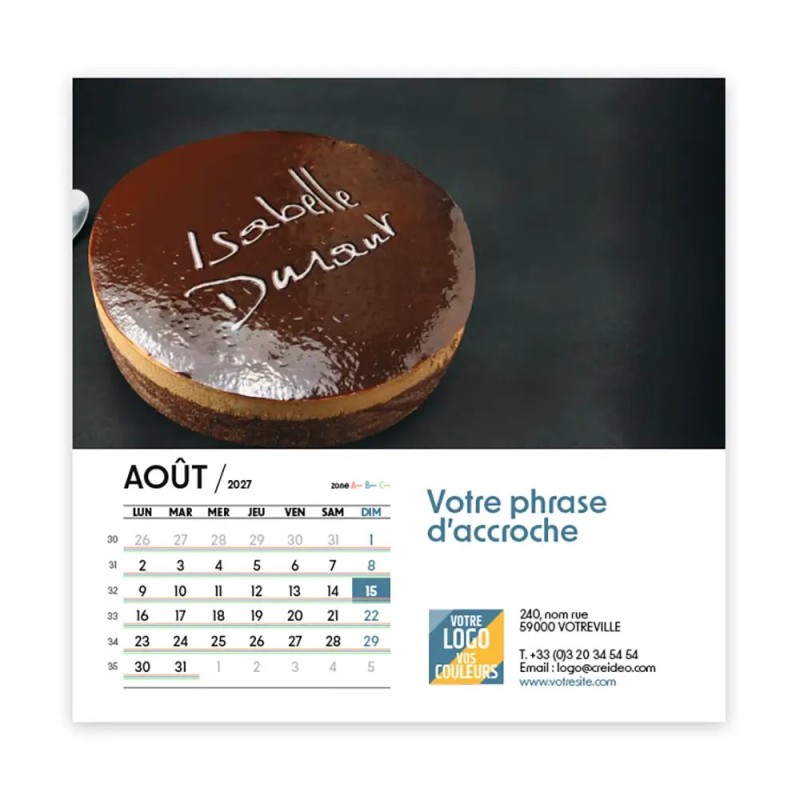 Calendrier chevalet carré (15x15 cm) personnalisé - nominatif Objets