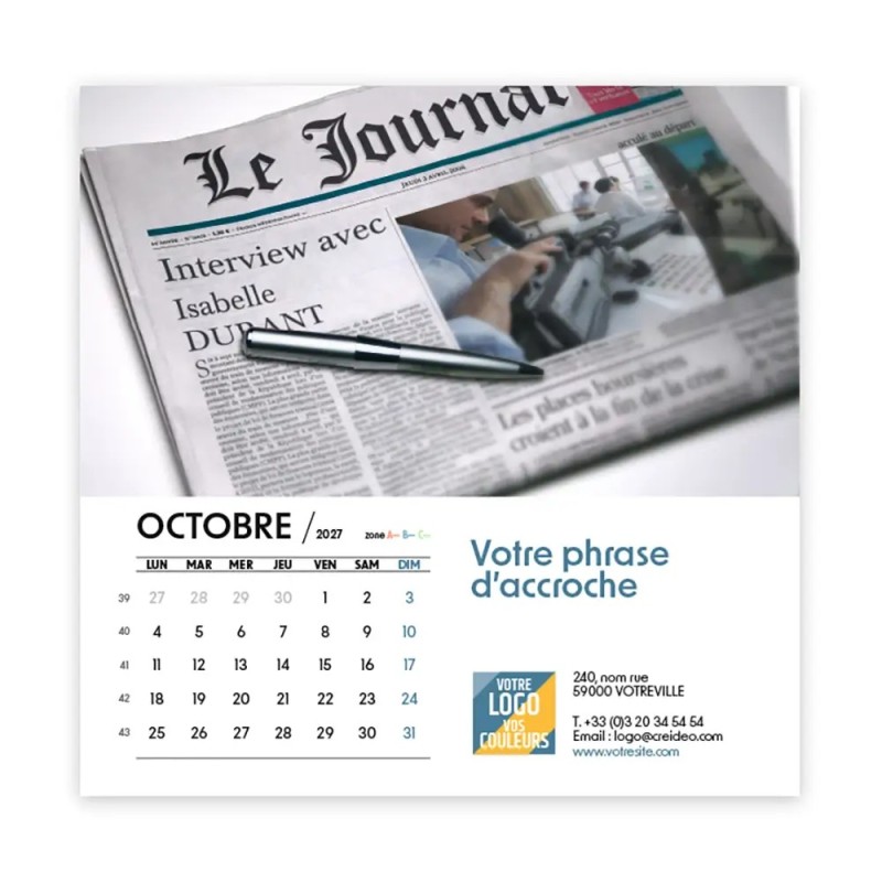 Calendrier chevalet carré (15x15 cm) personnalisé - nominatif Objets