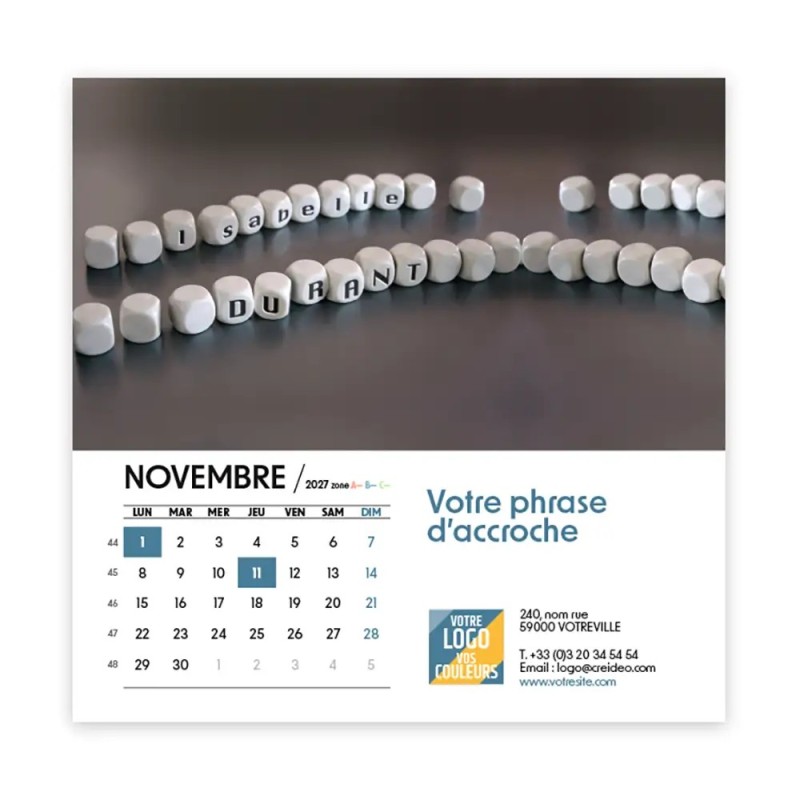 Calendrier chevalet carré (15x15 cm) personnalisé - nominatif Objets