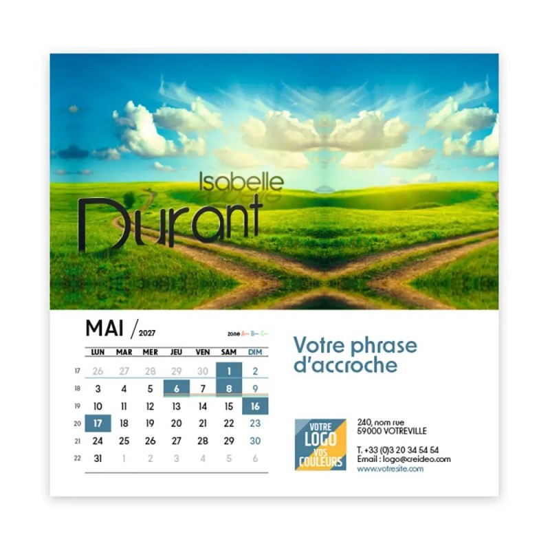 Calendrier chevalet carré (15x15 cm) personnalisé - nominatif Décor