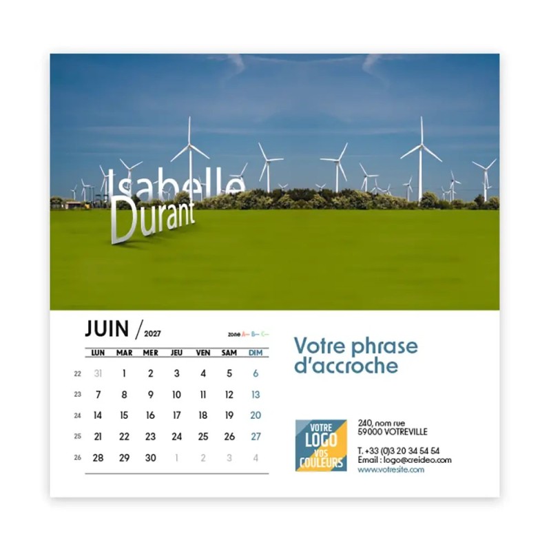 Calendrier chevalet carré (15x15 cm) personnalisé - nominatif Décor