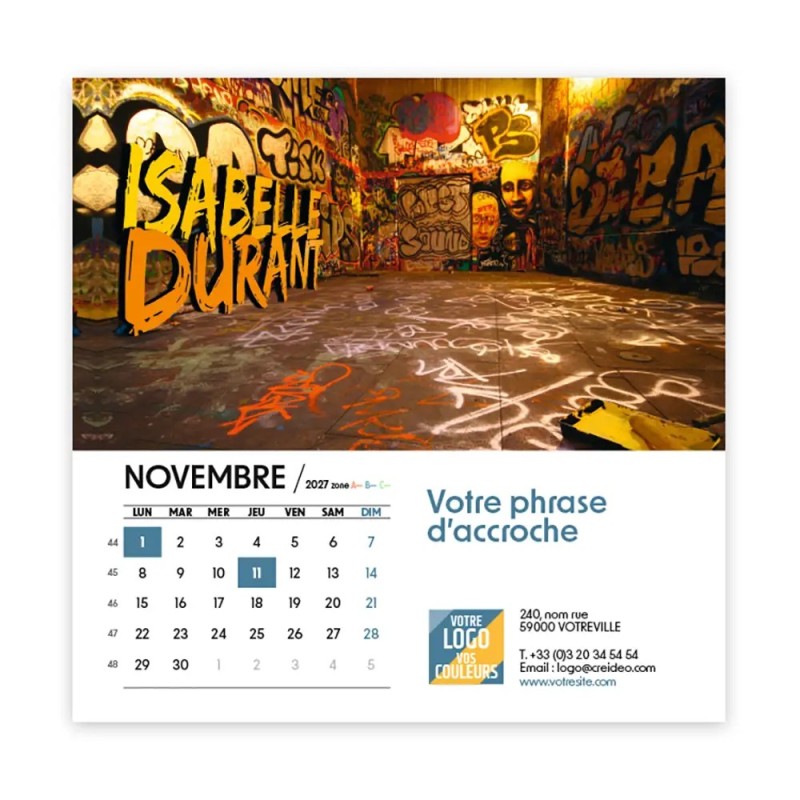 Calendrier chevalet carré (15x15 cm) personnalisé - nominatif Décor