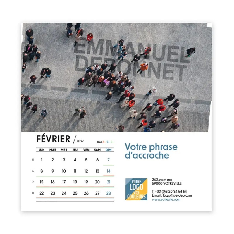Calendrier chevalet carré (15x15 cm) personnalisé - nominatif Méga