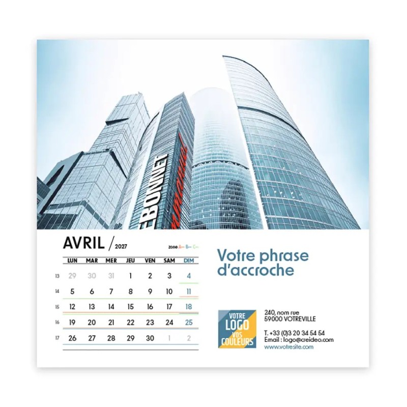 Calendrier chevalet carré (15x15 cm) personnalisé - nominatif Méga