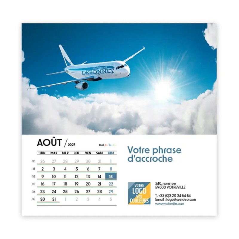 Calendrier chevalet carré (15x15 cm) personnalisé - nominatif Méga