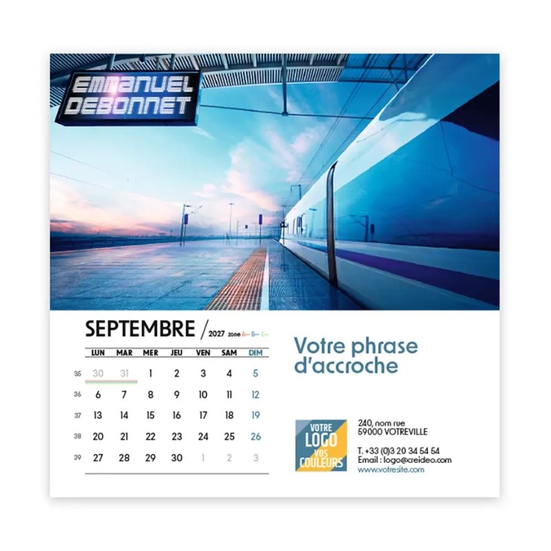 Calendrier chevalet carré (15x15 cm) personnalisé - nominatif Méga