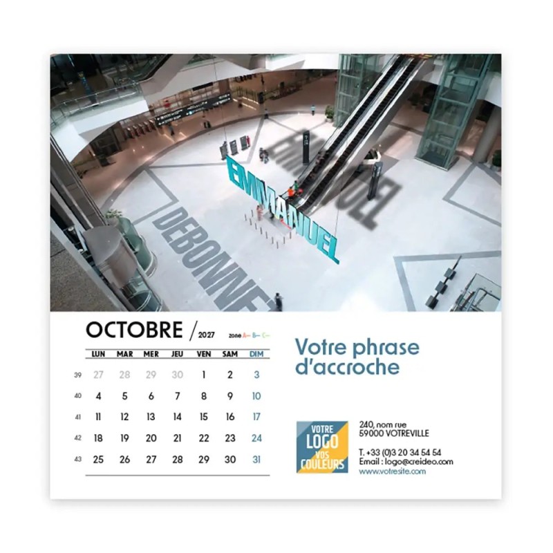 Calendrier chevalet carré (15x15 cm) personnalisé - nominatif Méga
