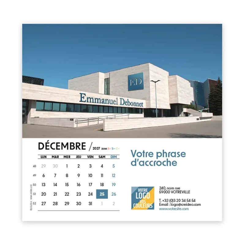 Calendrier chevalet carré (15x15 cm) personnalisé - nominatif Méga