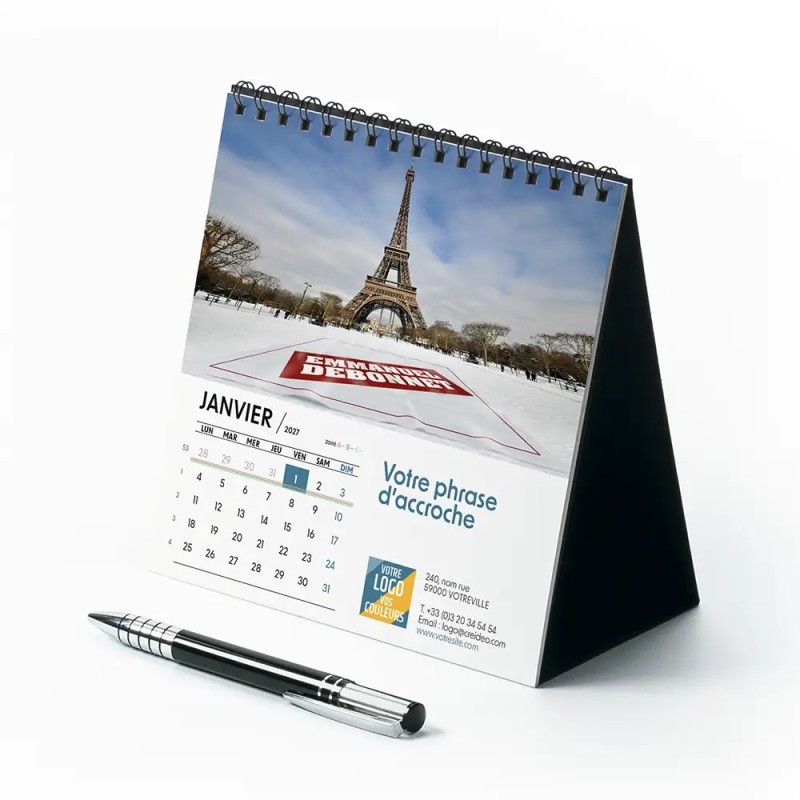 Calendrier chevalet carré (15x15 cm) personnalisé - nominatif Ville