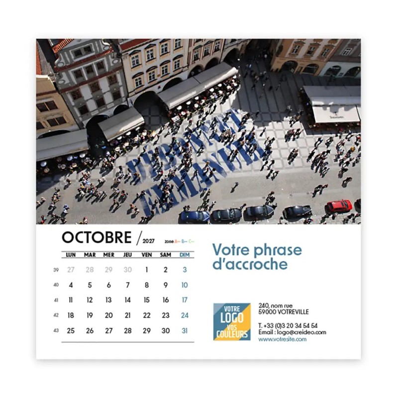 Calendrier chevalet carré (15x15 cm) personnalisé - nominatif Ville