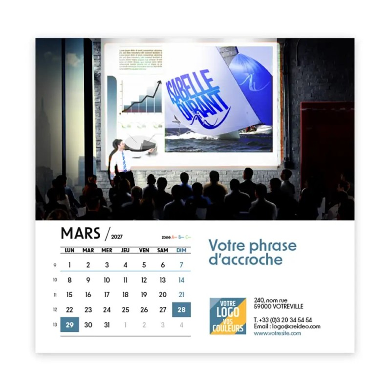 Calendrier chevalet carré (15x15 cm) personnalisé - nominatif Urbain