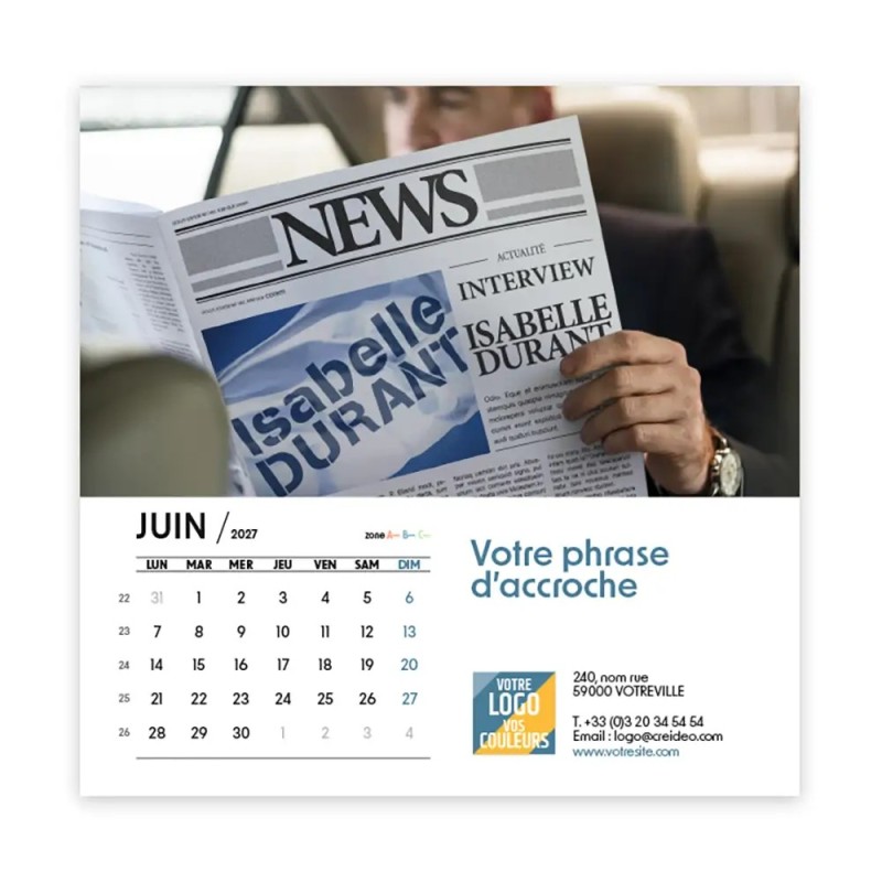 Calendrier chevalet carré (15x15 cm) personnalisé - nominatif Urbain