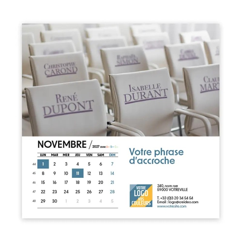 Calendrier chevalet carré (15x15 cm) personnalisé - nominatif Urbain
