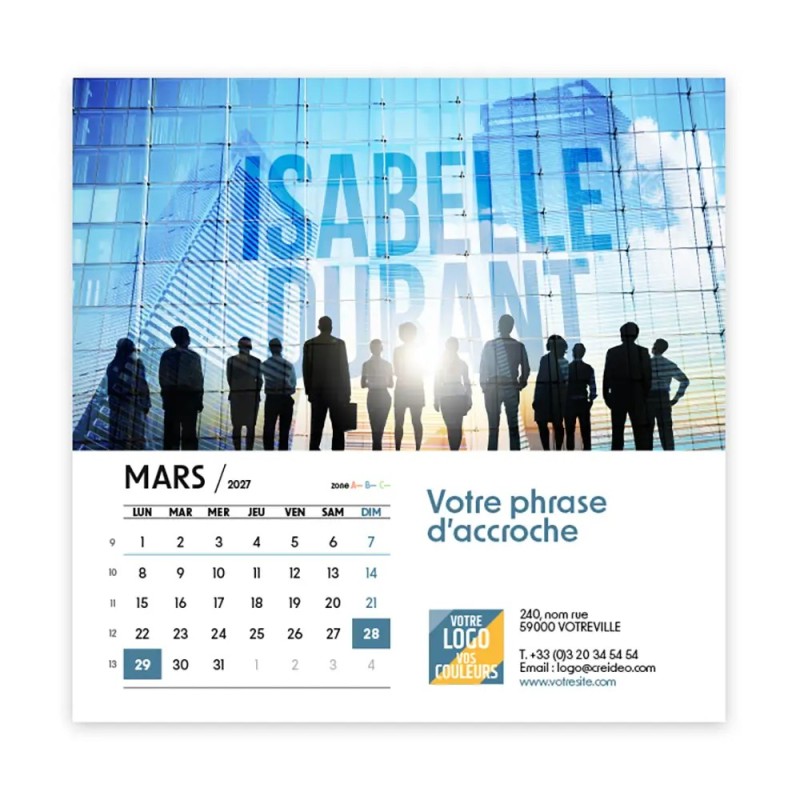 Calendrier chevalet carré (15x15 cm) personnalisé - nominatif Entreprise