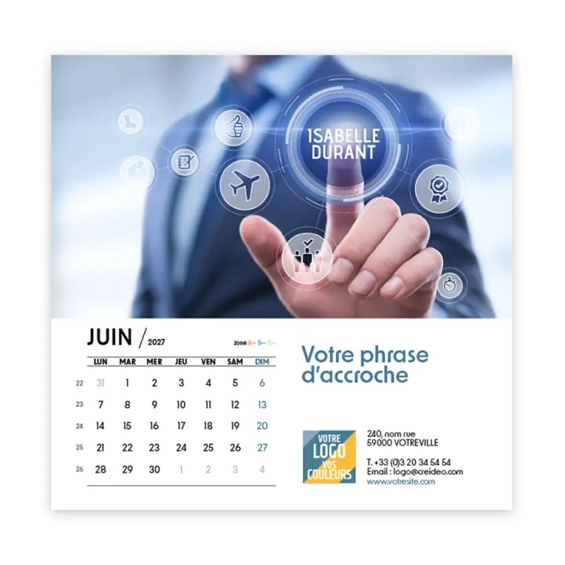 Calendrier chevalet carré (15x15 cm) personnalisé - nominatif Entreprise
