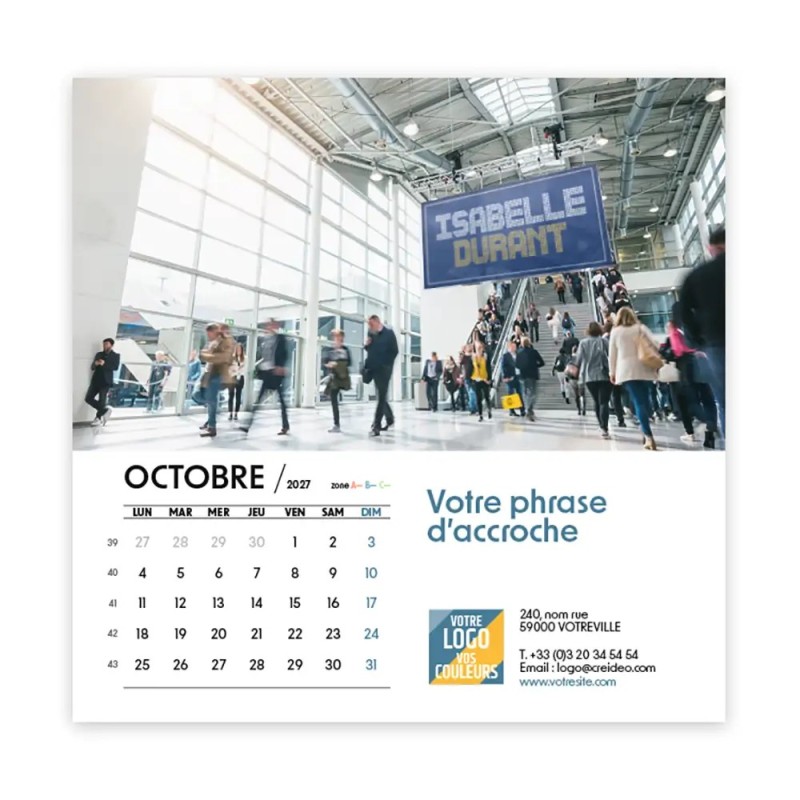 Calendrier chevalet carré (15x15 cm) personnalisé - nominatif Entreprise