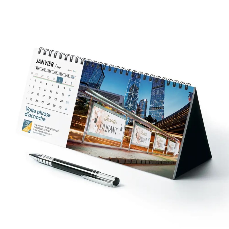 Calendrier chevalet horizontal (23x10 cm) personnalisé - nominatif City