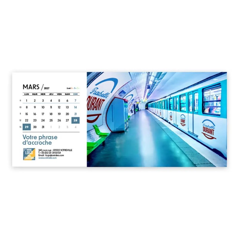 Calendrier chevalet horizontal (23x10 cm) personnalisé - nominatif City