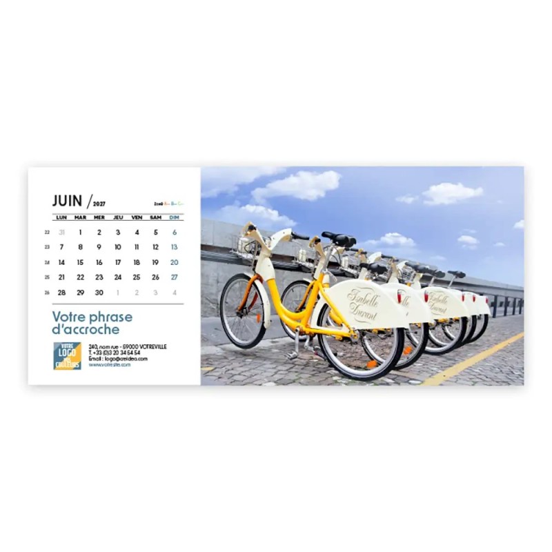 Calendrier chevalet horizontal (23x10 cm) personnalisé - nominatif City
