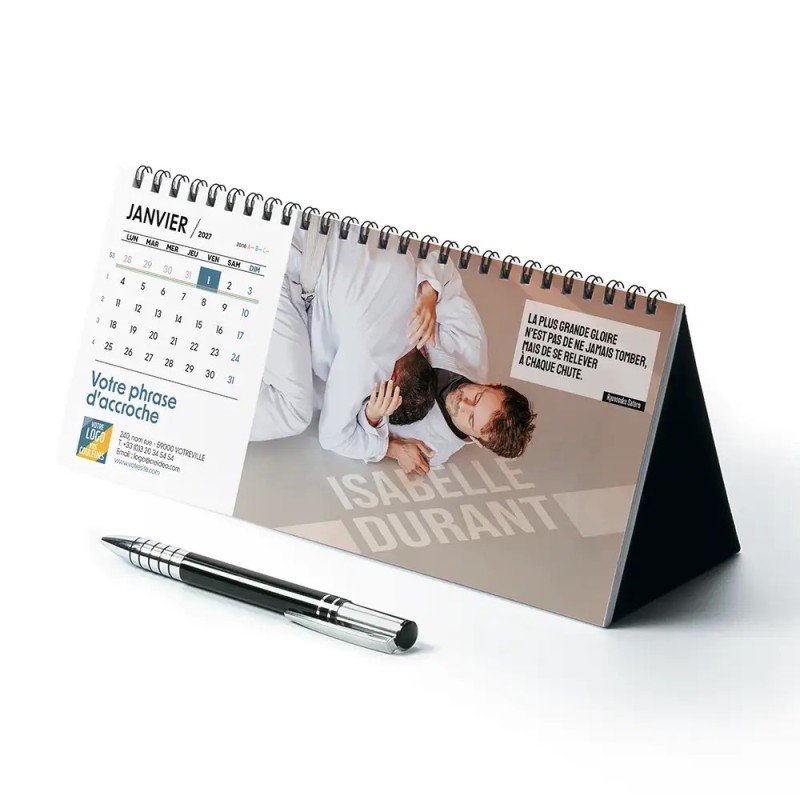 Calendrier chevalet horizontal (23x10 cm) personnalisé - nominatif Au nom du sport