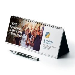 Calendrier chevalet horizontal (23x10 cm) personnalisé - nominatif Au nom du sport