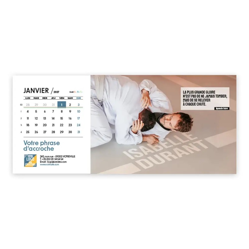 Calendrier chevalet horizontal (23x10 cm) personnalisé - nominatif Au nom du sport