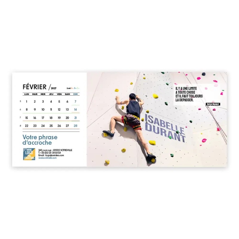 Calendrier chevalet horizontal (23x10 cm) personnalisé - nominatif Au nom du sport