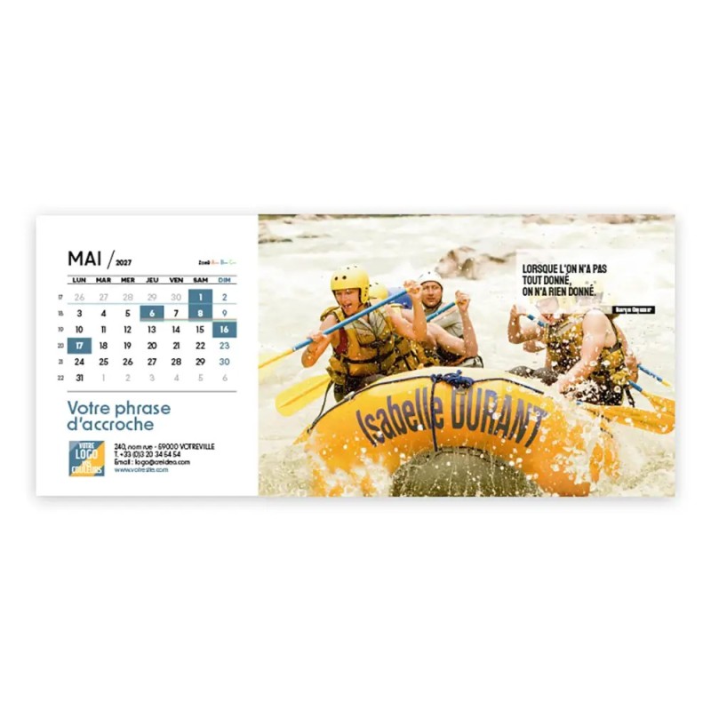 Calendrier chevalet horizontal (23x10 cm) personnalisé - nominatif Au nom du sport