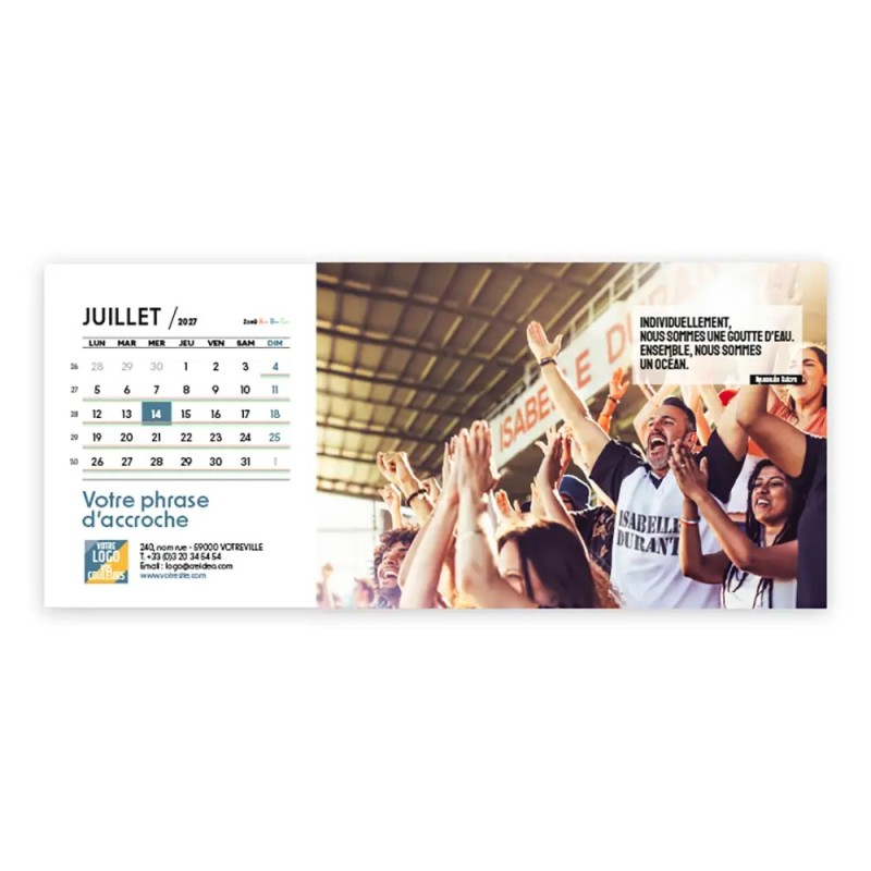 Calendrier chevalet horizontal (23x10 cm) personnalisé - nominatif Au nom du sport
