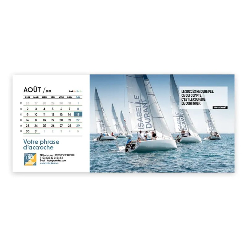 Calendrier chevalet horizontal (23x10 cm) personnalisé - nominatif Au nom du sport
