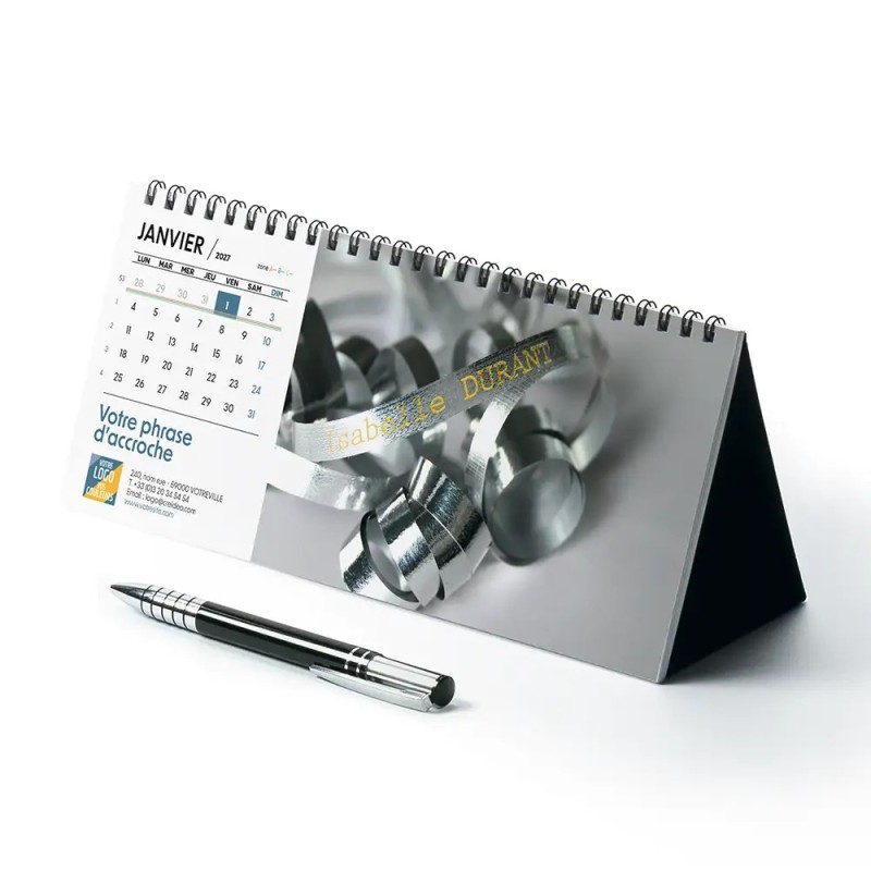 Calendrier chevalet horizontal (23x10 cm) personnalisé - nominatif Matière