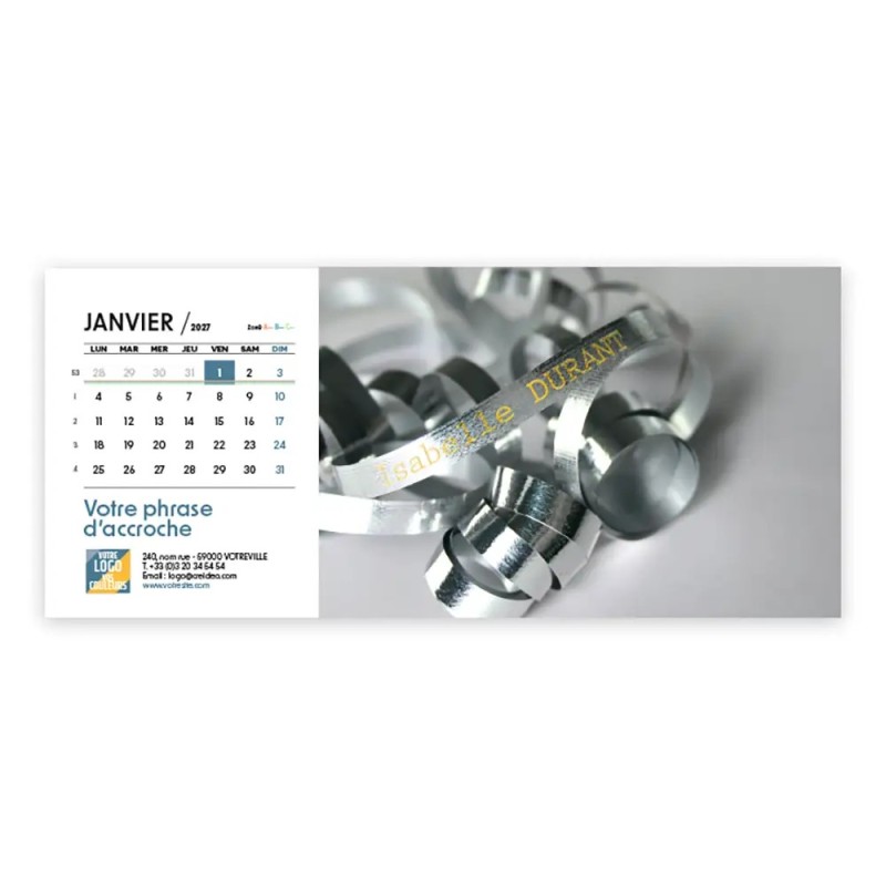 Calendrier chevalet horizontal (23x10 cm) personnalisé - nominatif Matière