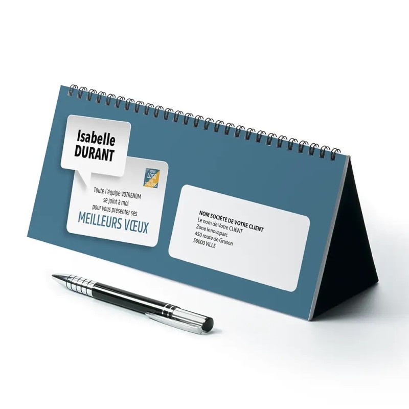 Calendrier chevalet horizontal (23x10 cm) personnalisé - nominatif Méga