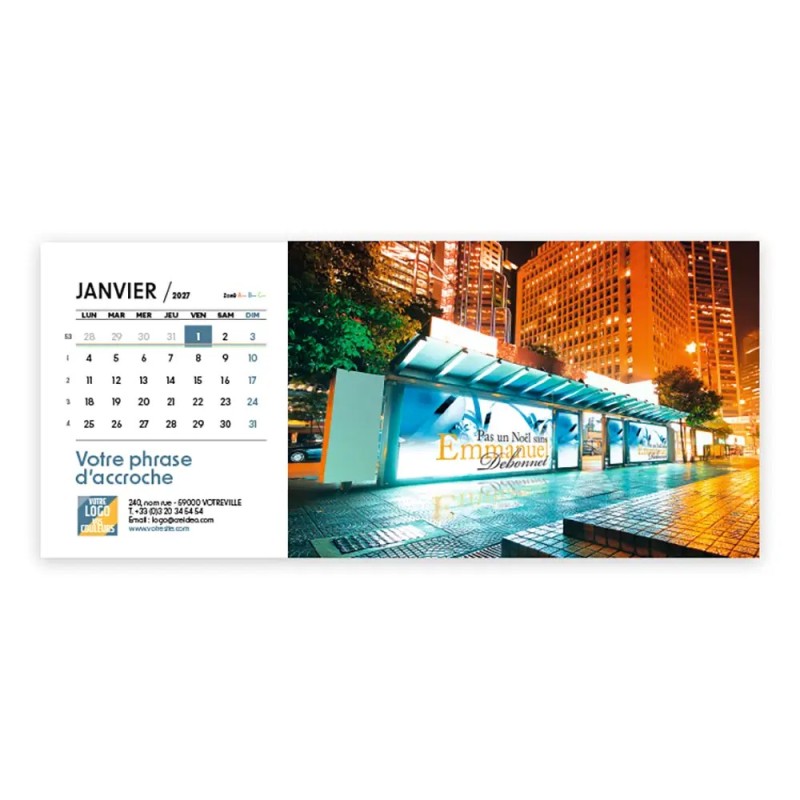 Calendrier chevalet horizontal (23x10 cm) personnalisé - nominatif Méga